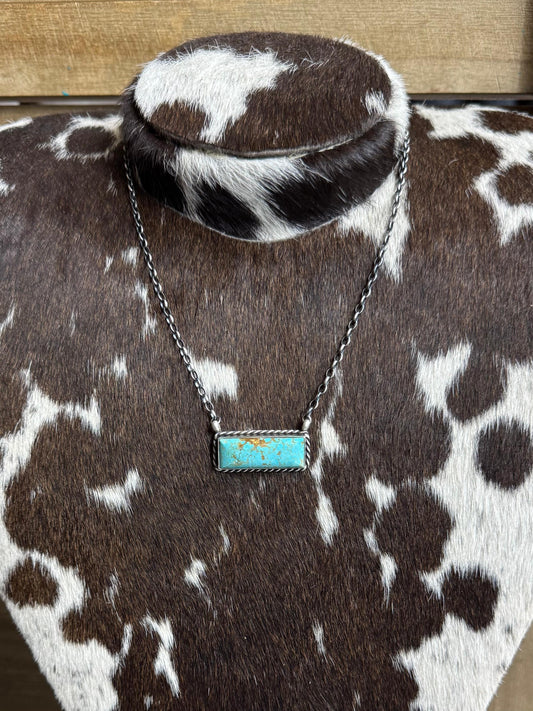 17" Turquoise Bar Necklace *Native