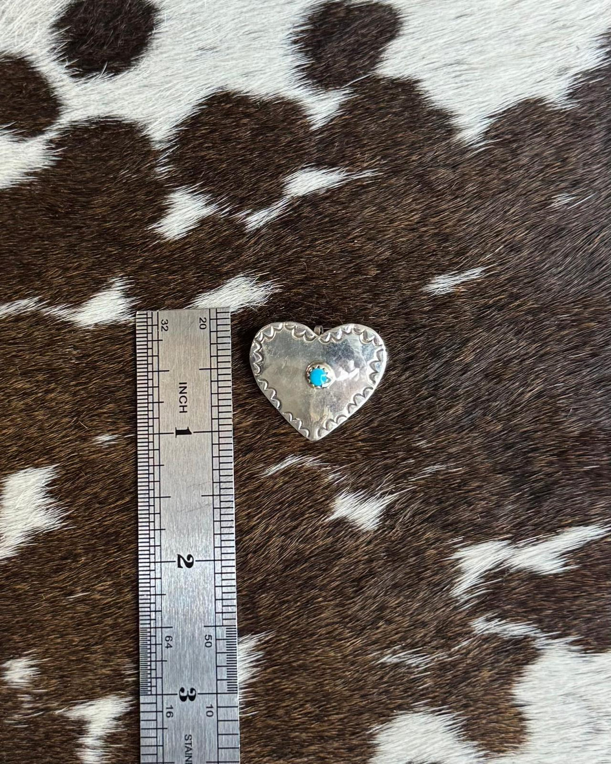 Silver One Stone Heart Pin/ Pendant *Native