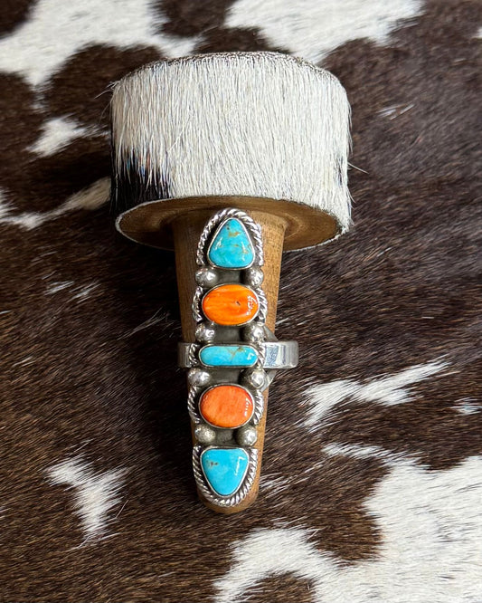 Turquoise & Spiny 5 Stone Ring *Native