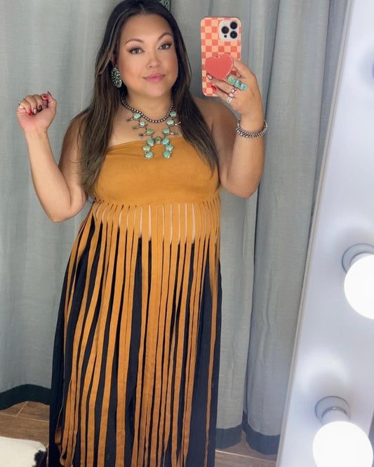 Golden Hour Fringe Tube Top