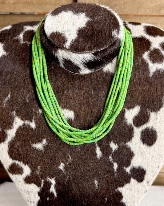 22" Multi Stack Apple Green Heishi