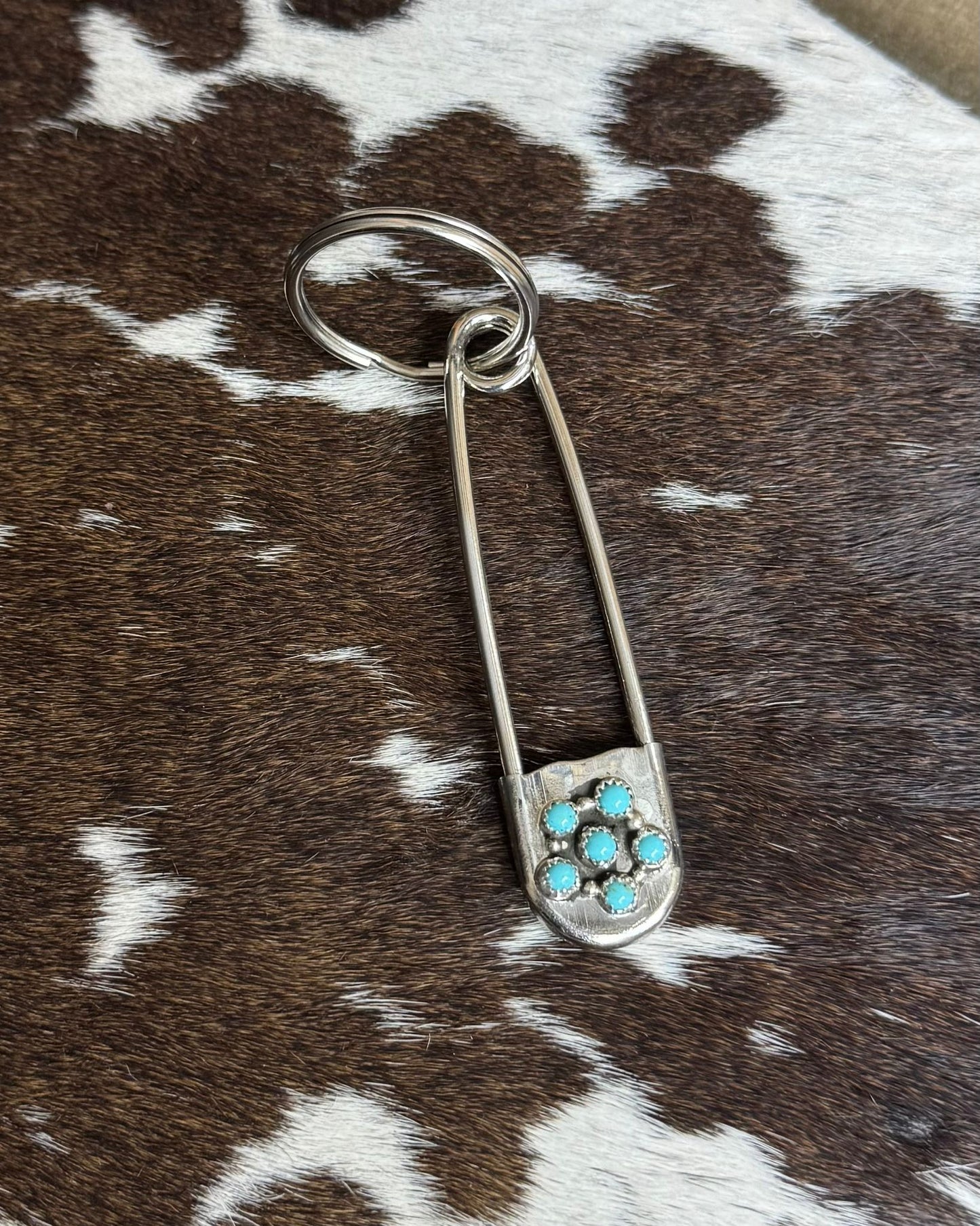 Flower Turquoise Stone Safety Pin
