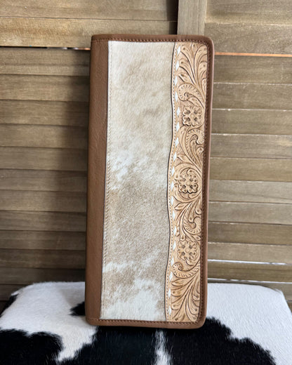 Cowhide & Tooled Jewelry Travel Jewelry Case *Tan