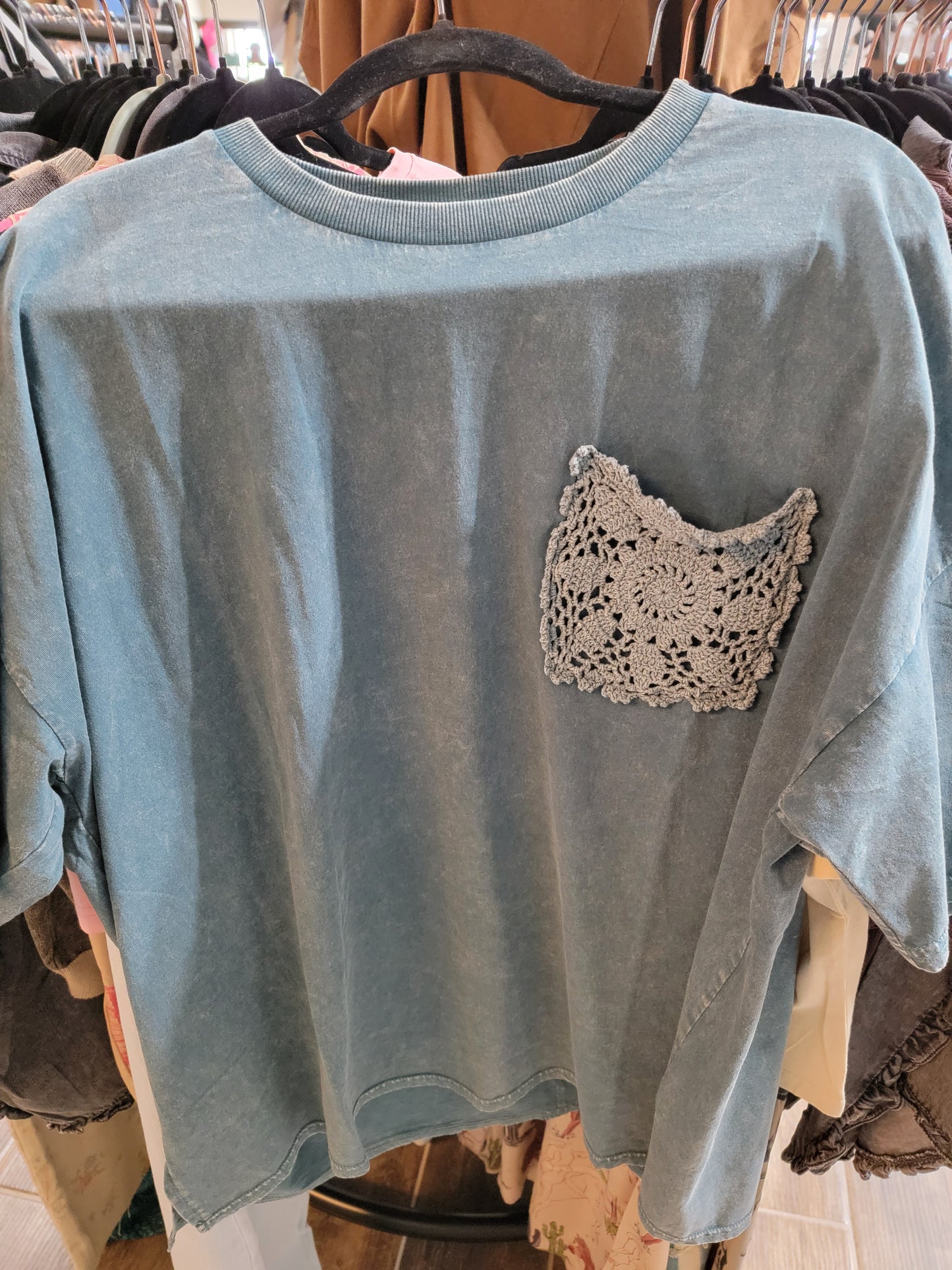 Crochet Pocket Top *Teal