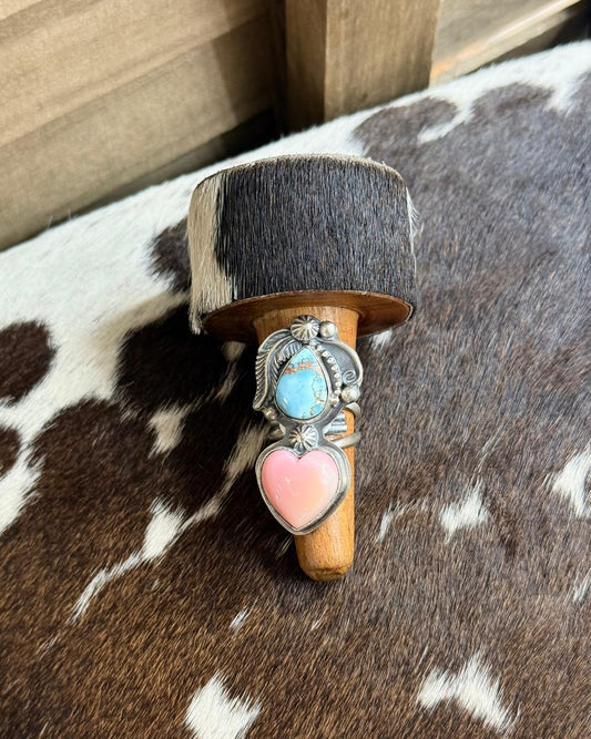 Pink Conch Heart & Golden Hills Ring *Adjustable
