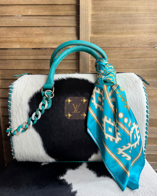 Turquoise LG Loui Upcycled Cowhide Speedy