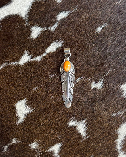 Orange Spiny Feather Pendant *Native