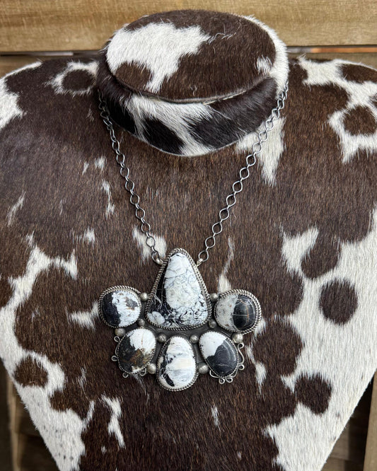 White Buffalo Half Cluster Necklace *Native