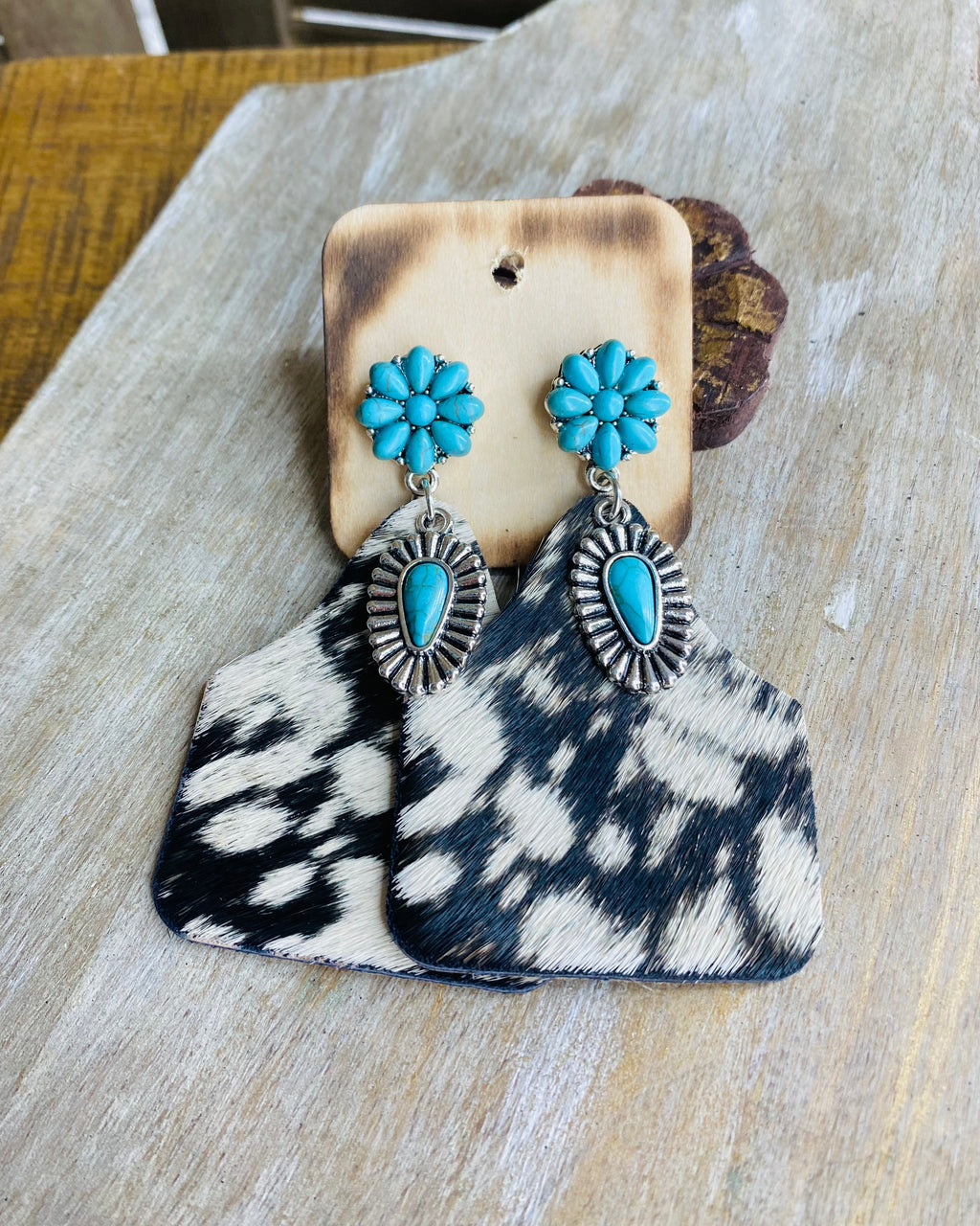 Wild West Black Cowhide Earrings