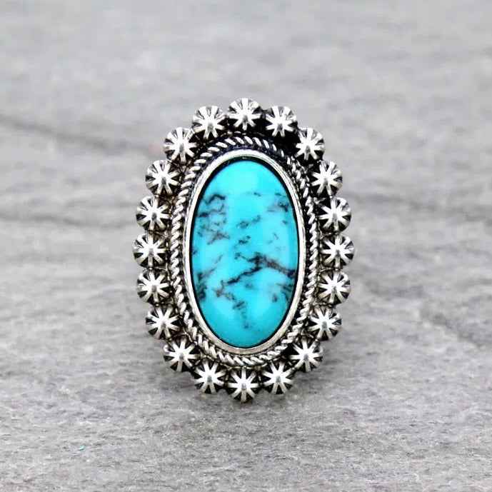 Turquoise Concho Stretch Ring