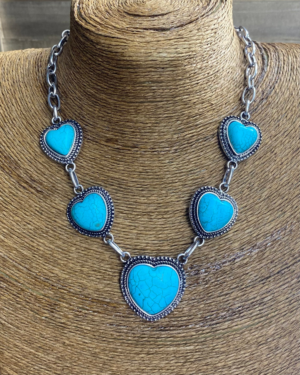Turquoise Heart Chain Necklace