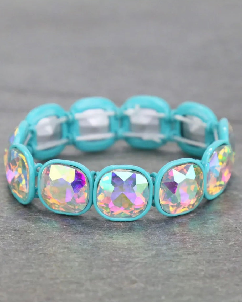 Turquoise Squared Crystal Bracelet
