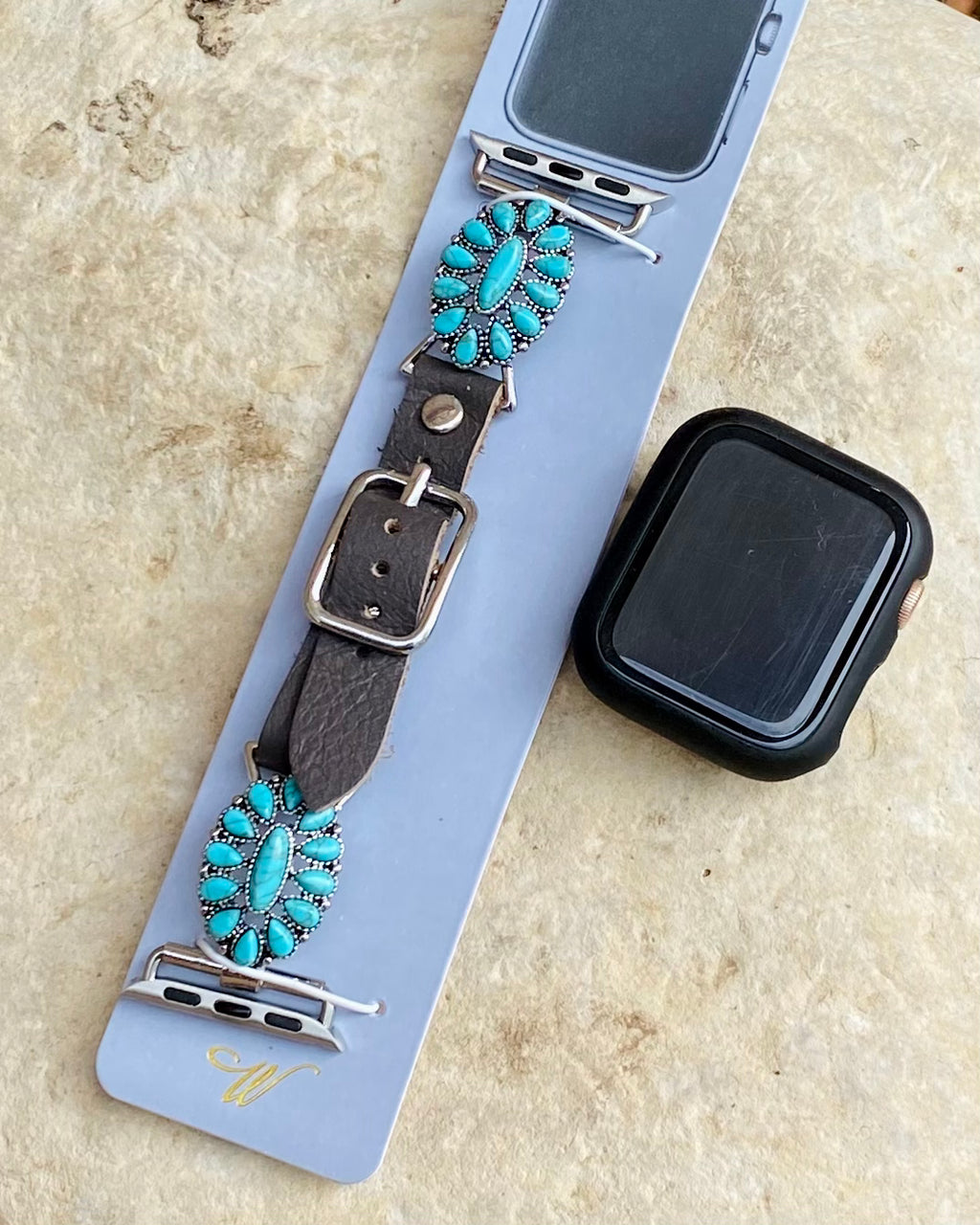 Leather Concho Watch Band