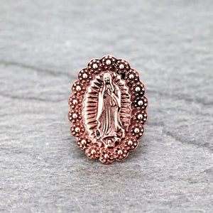 Virgen de Guadalupe Pewter Stretch Ring