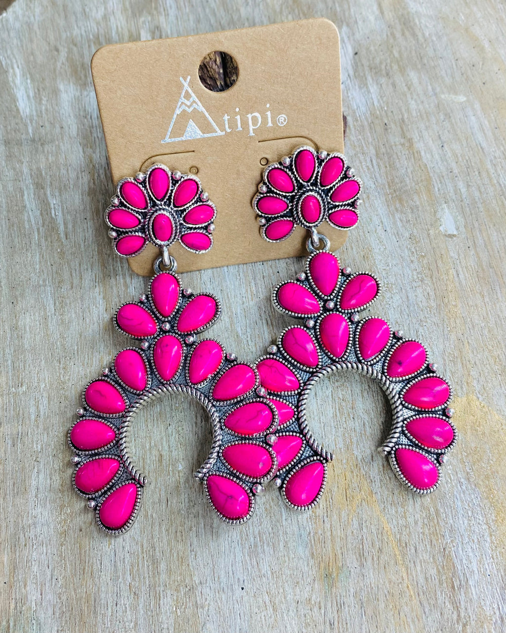 Western Hot Pink Squash Blossom Earrings