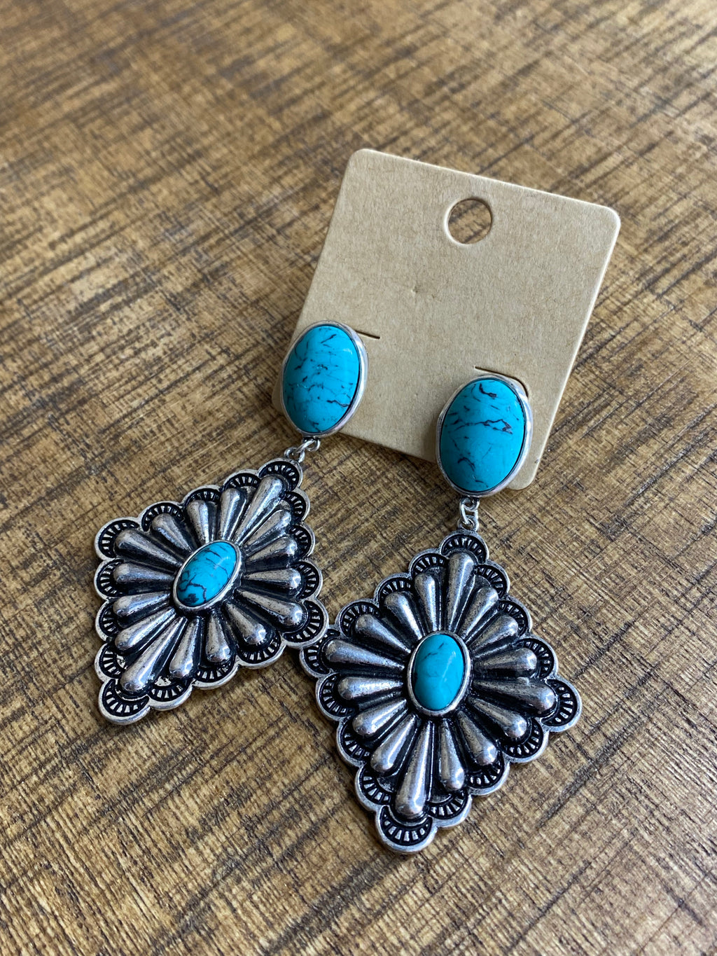 Turquoise Pewter Stud Dangles