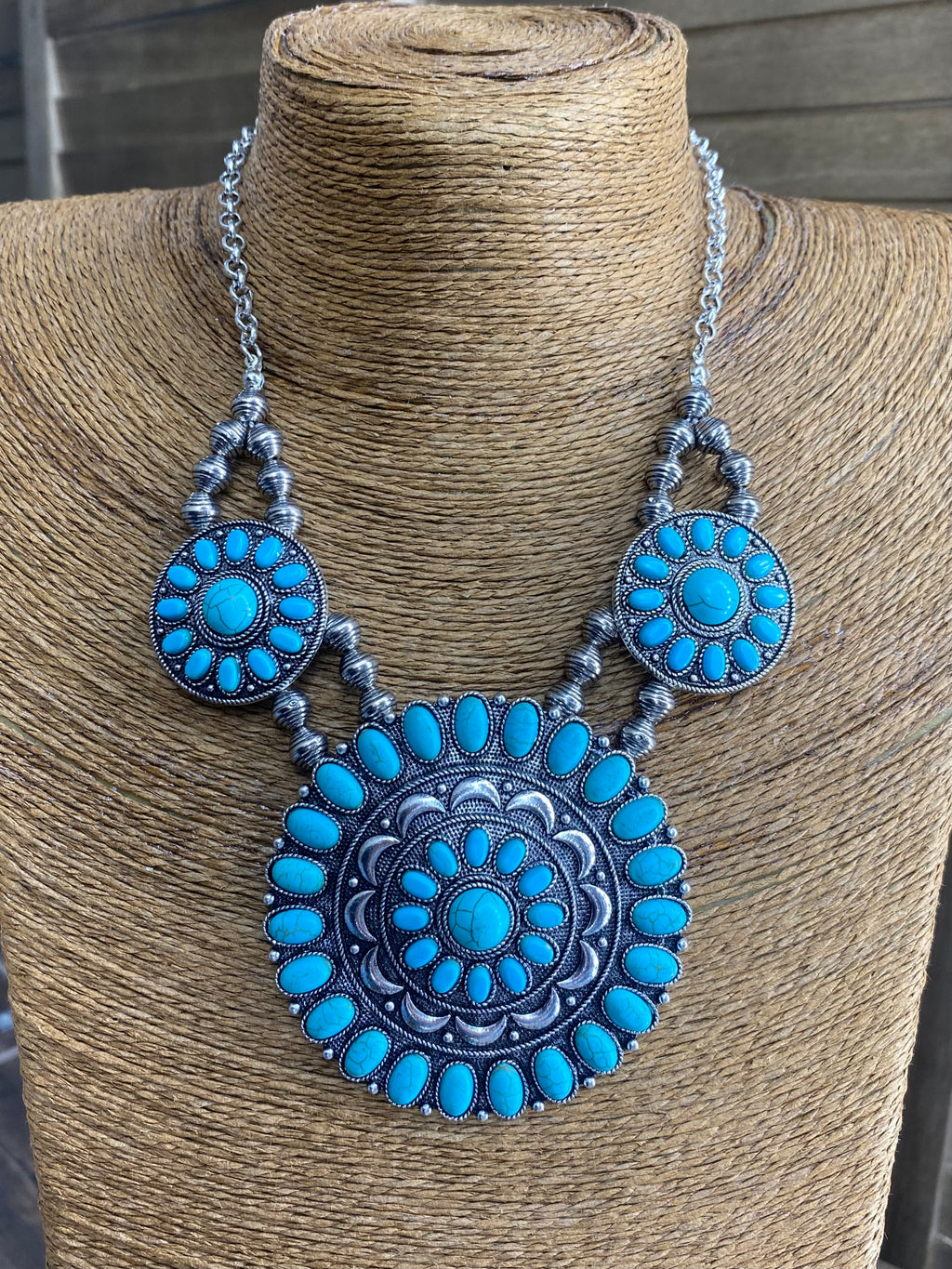 Large Concho Statement Necklace