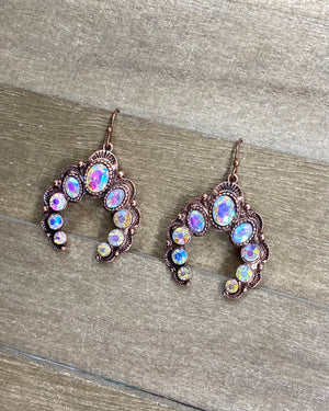 Copper Small Squash Blossom Rhinestone Earrings