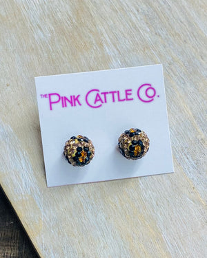 Leopard Rhinestone Pave Studs