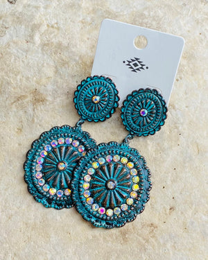 Patina Double Concho Stud Earrings