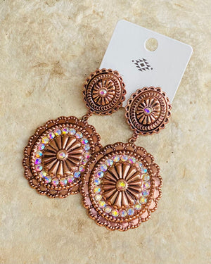 Copper Double Concho Stud Earrings