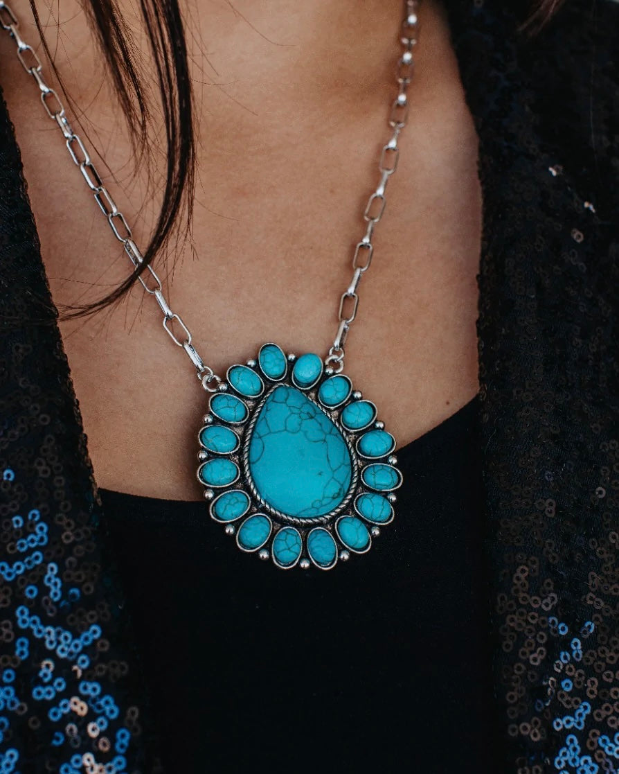 TearDrop Turquoise Chain Necklace