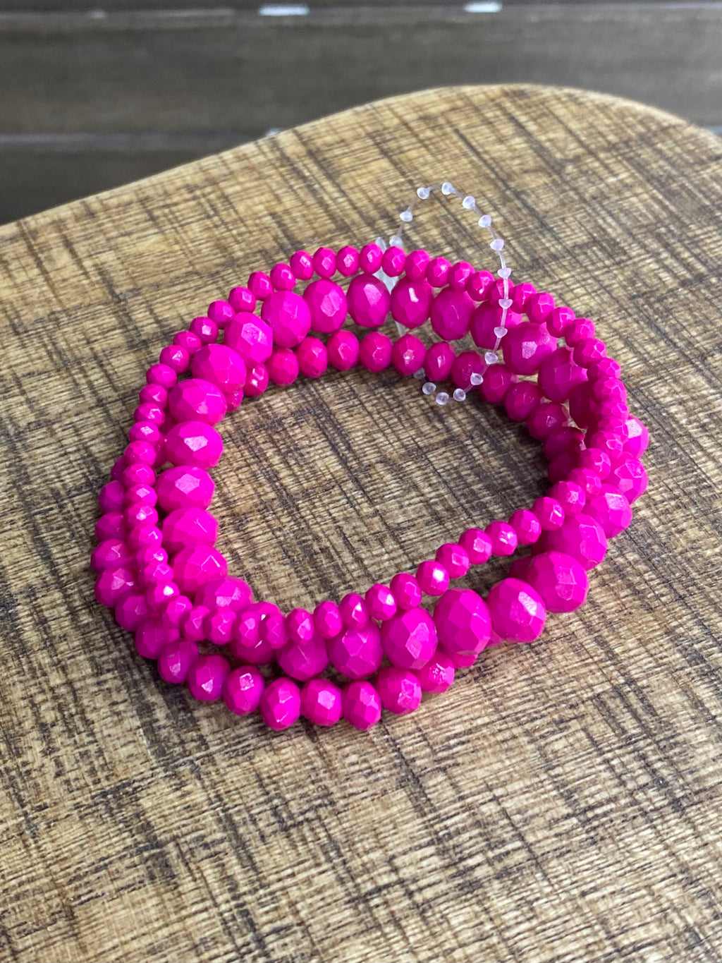 Fiesta Pink Stacked Beaded Bracelet