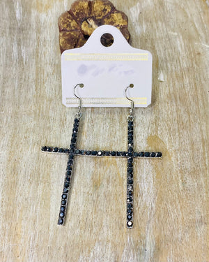 Gray Cross Earrings