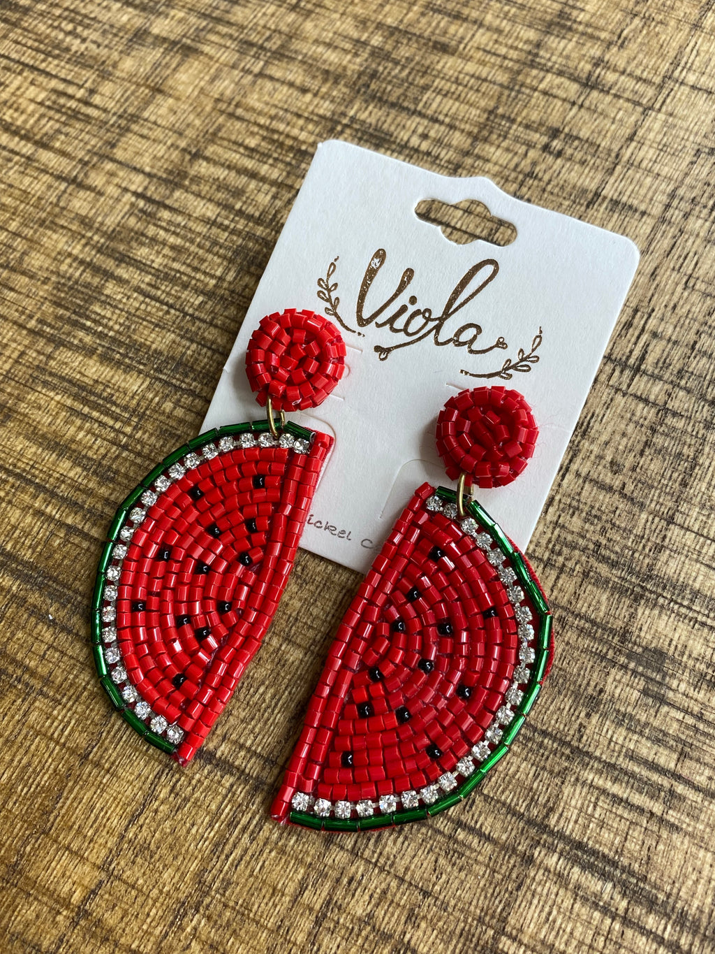 Beaded Red Watermelon Earrings