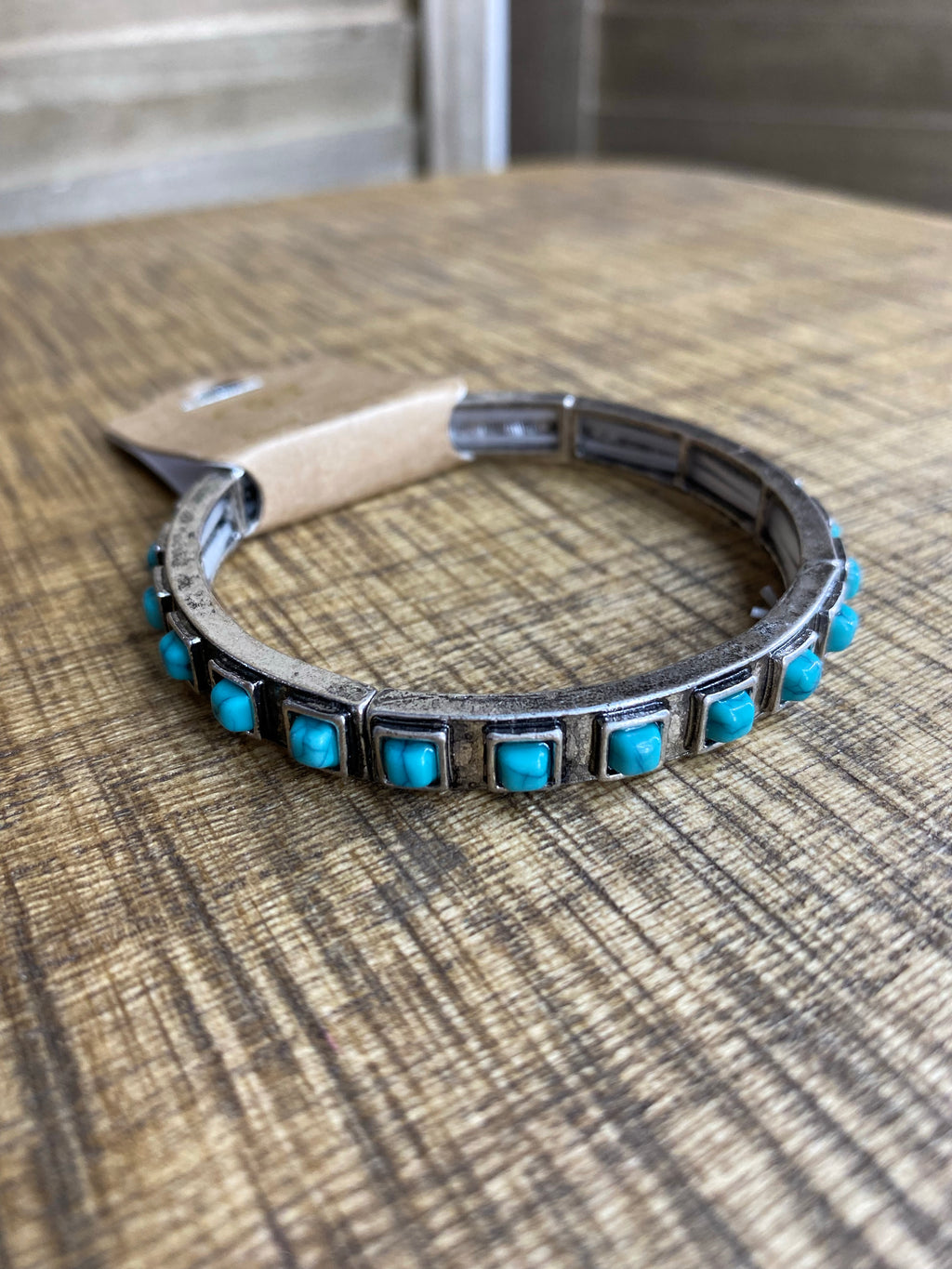 Squared Turquoise Stretch Bracelet