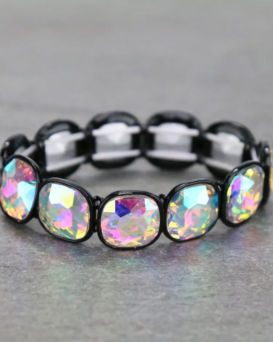 Iridescent Black Squared Crystal Bracelet