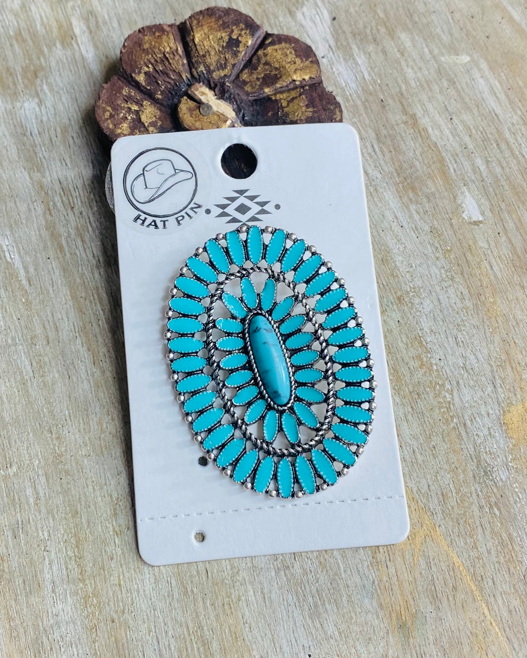 Turquoise Concho Hat Pin