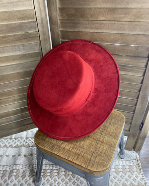 Red Flat Top Western Hat