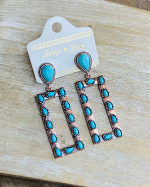 Turquoise Copper Western Earrings