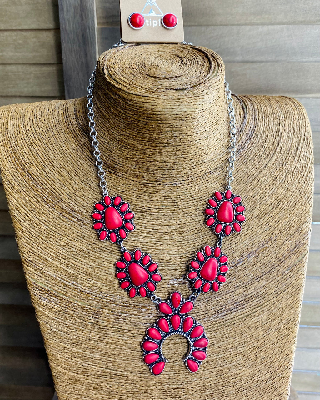 Red Squash Blossom  Necklace