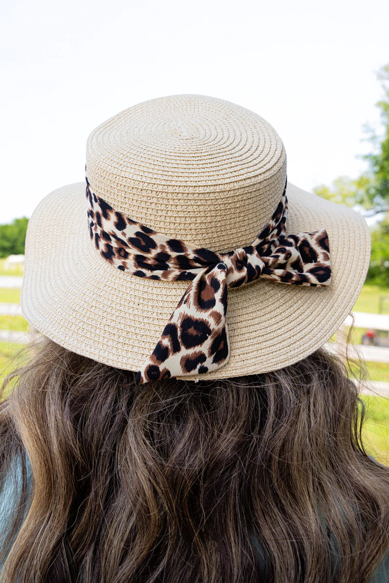 Leopard Bow Straw Hat