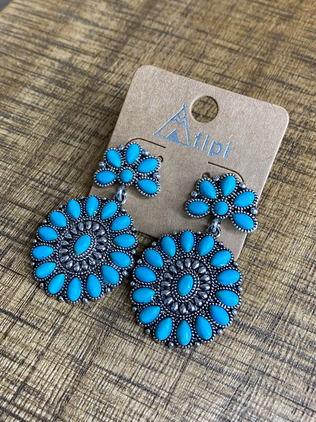 Medium Turquoise Concho Post Earrings