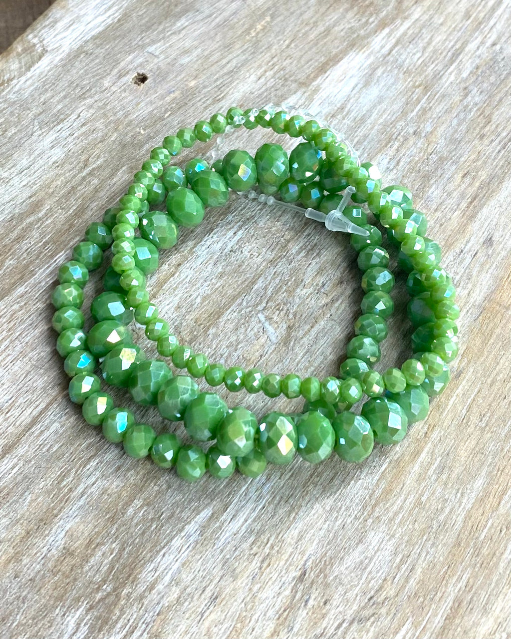 Crystal Green Stacked Beaded Bracelet
