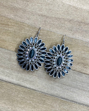 Black Western Rhinestone Dangle  Earrings