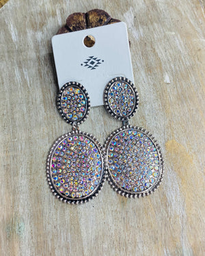 Rhinestone Double Concho Earrings