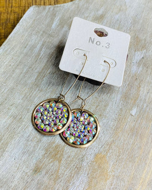 Copper Rhinestone Coin Earrings