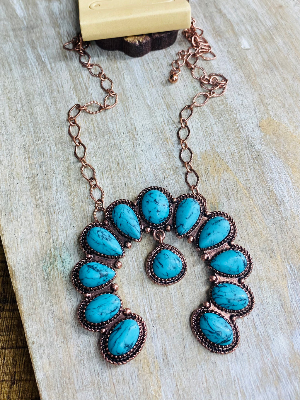 Turquoise Squash Blossom Chain Necklace