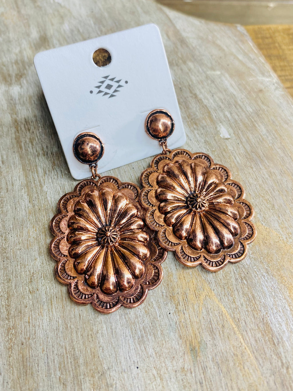 Medium Copper Concho Stud Earrings
