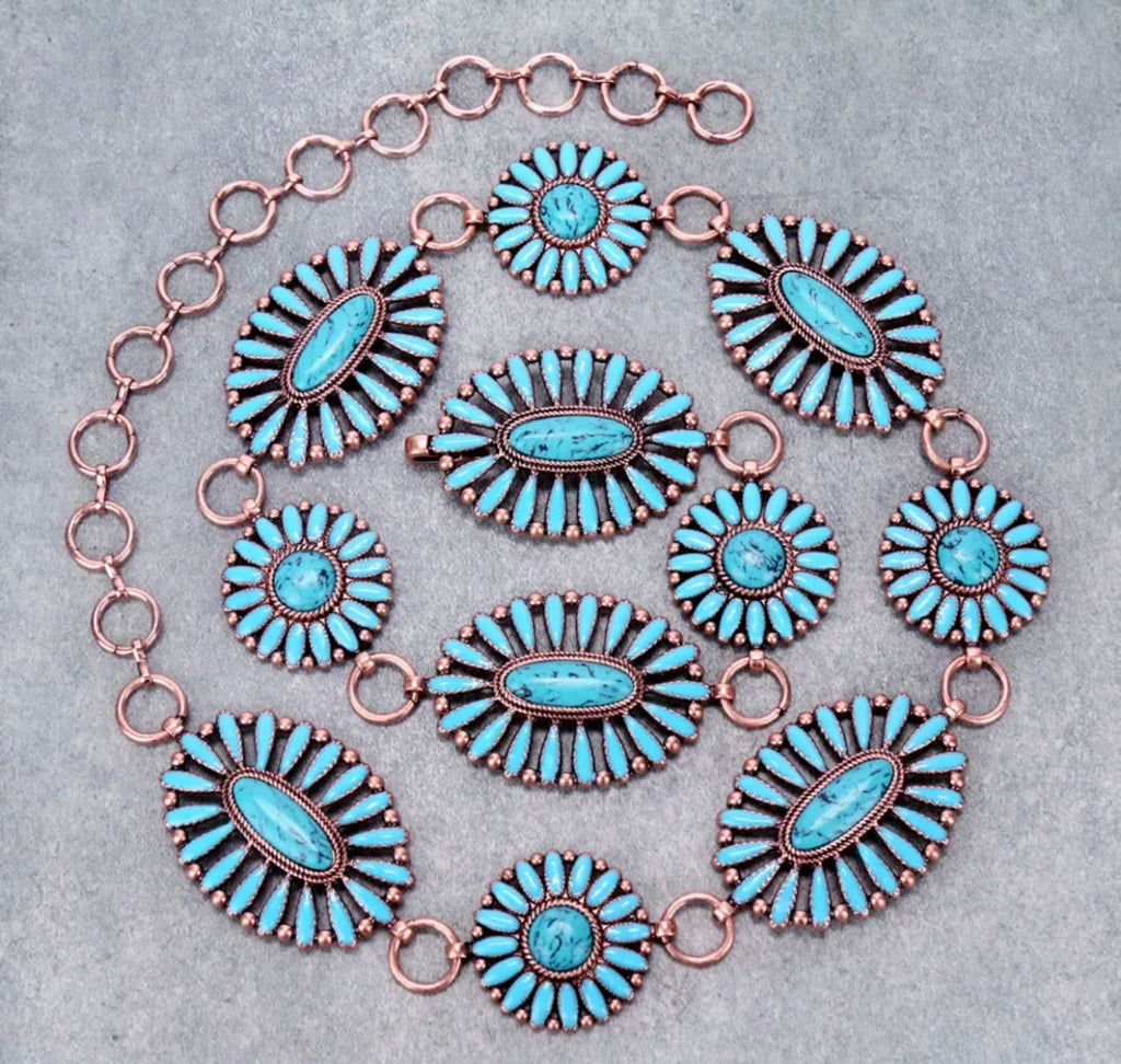 Turquoise Double Concho copper Belt