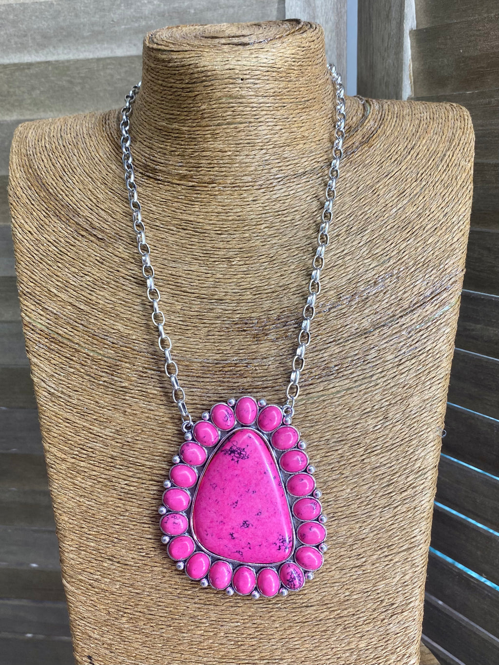 Pink Western Concho Chain Necklace