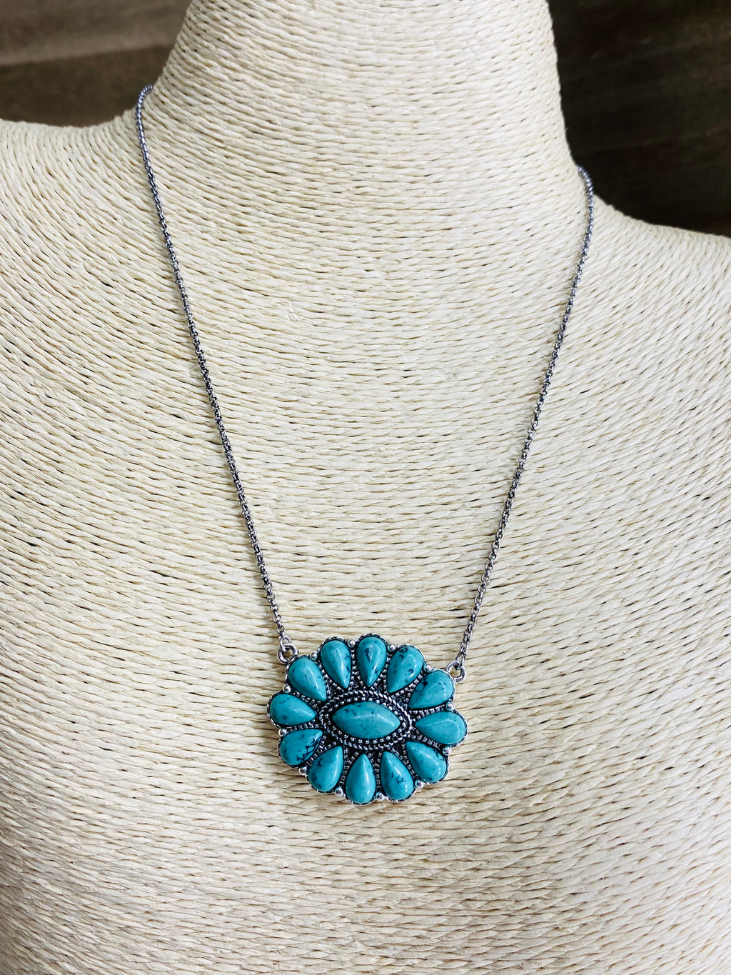 Mini Turquoise Concho Chain Necklace