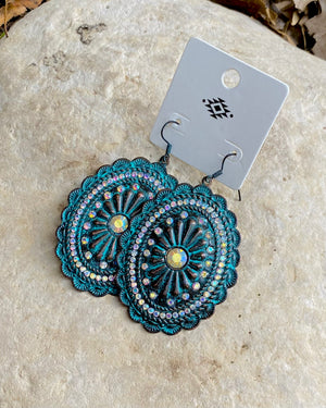 Large Patina Concho Earrings