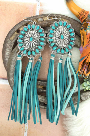 Concho Fringe Dangle Earrings