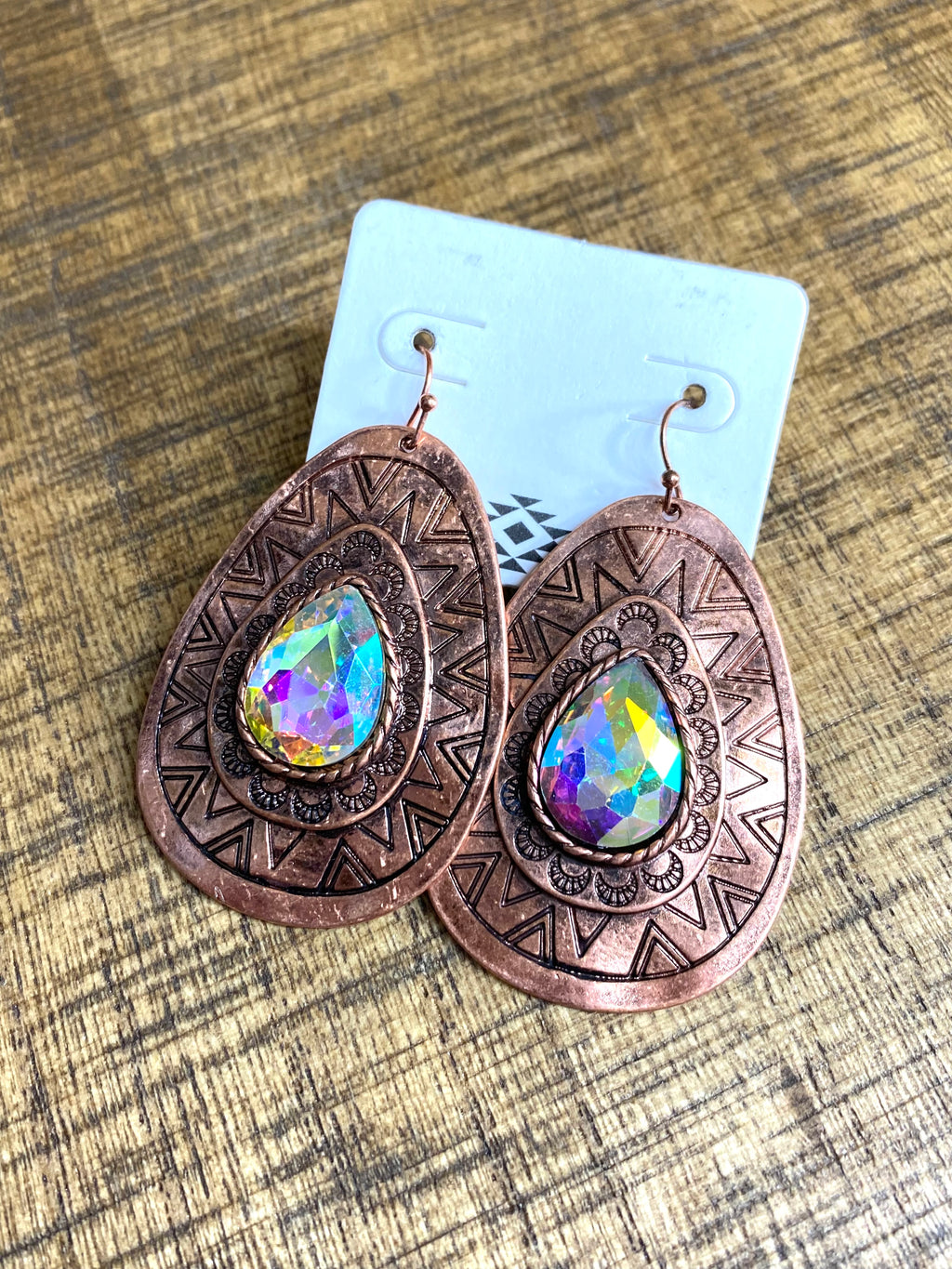 Copper Aztec Rhinestone Earrings