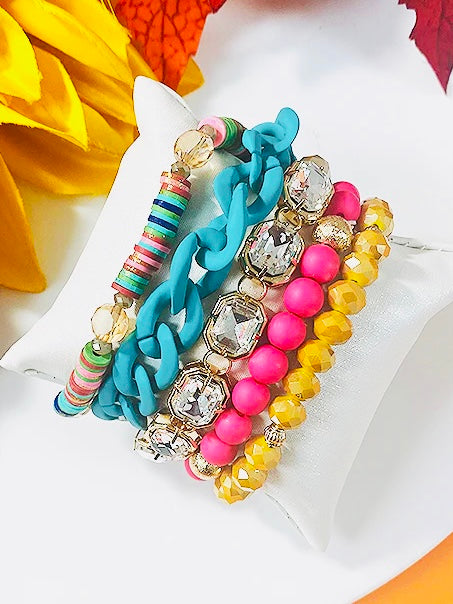 Multi Color Stacked Bracelet Set